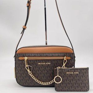 Michael Kors Large EW Zip Chain Xbody Bag & Coinpouch w ID